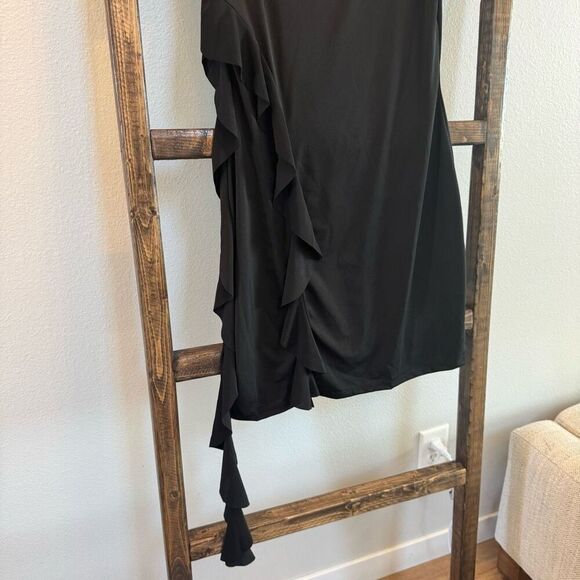 NWT The Fashion Poet Black Ruffle Sheath Mini Dress - Picture 3 of 6
